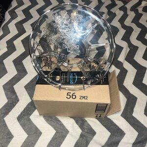 Vintage Rockwell Sterling Silver Overlay Glass Cake Platter with Floral Design.